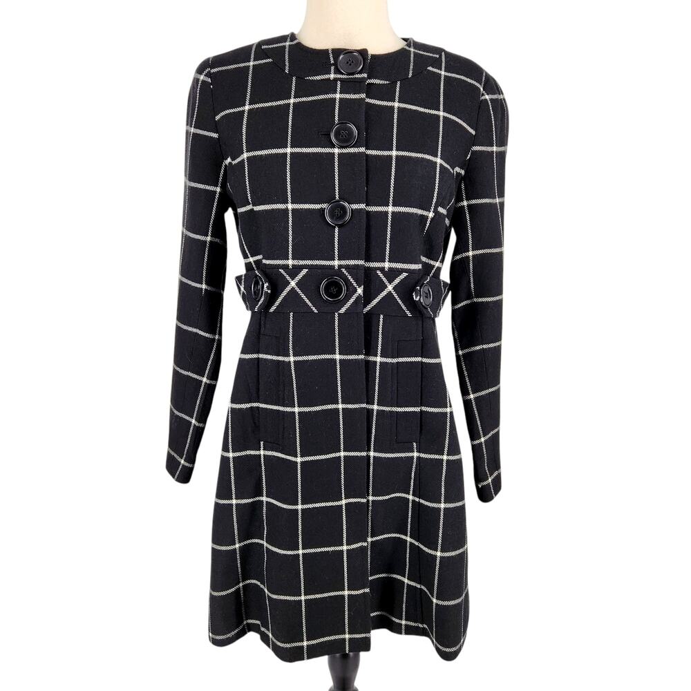 SALE Vintage 80s Plaid Windowpane Preppy Long Sleeve Outerwear Coat Size 8 P